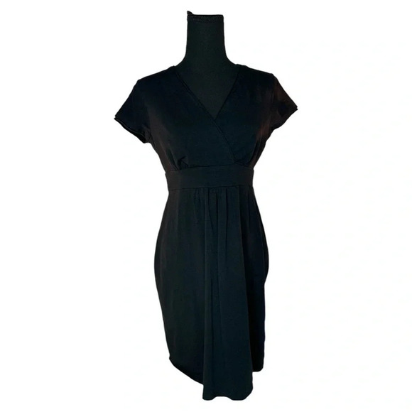 Boden Black Jersey Knit Crossover V-Neck Dress Size 8 - Picture 3 of 9